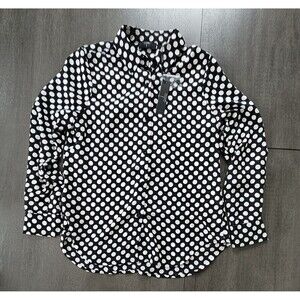 Tahari Sheer Black Polka Dots Button Up Blouse Long Sleeve Office Workwear Small